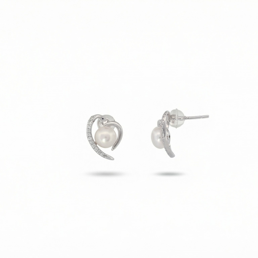Celeste pendientes corazón perla
