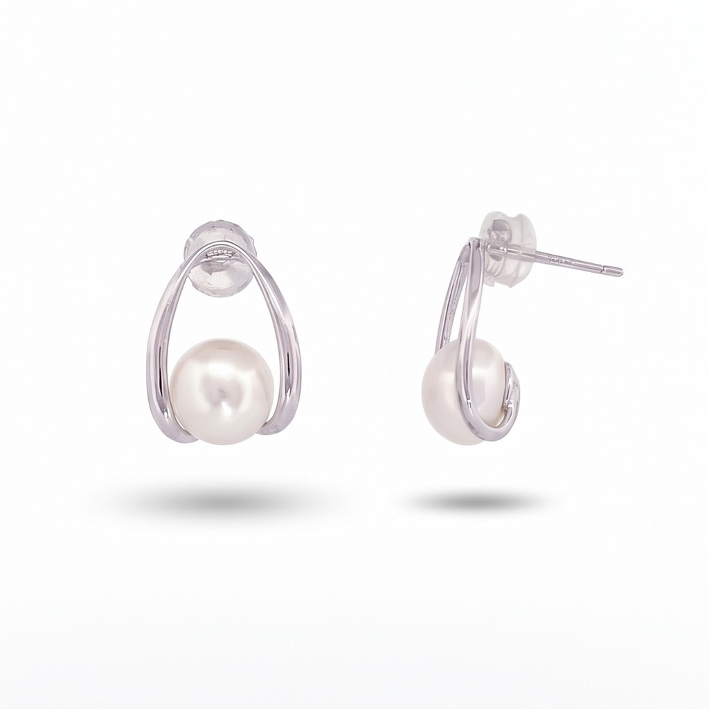 Celeste pendientes pinza perla
