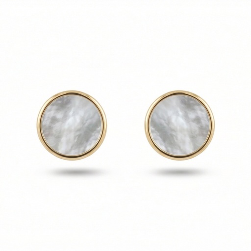 [10068] Bliss pendientes Luna (Acero baño de oro, Blanca)
