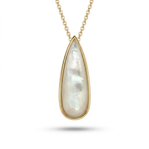 [10077] Bliss colgante gota (Acero baño de oro, Blanca)