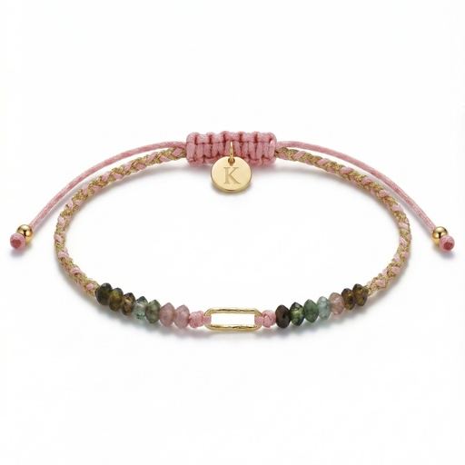 [10179] Anaga pulsera trenzada turmalina (Rosa-dorado)