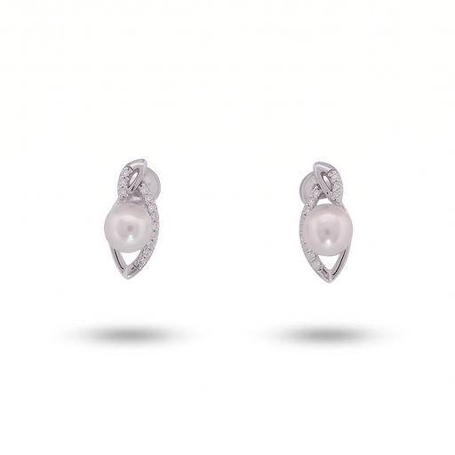 [10306] Celeste pendientes hoja perla