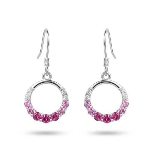 [10294] Dream pendiente aro circonia (Shimmer) (Fucsia)