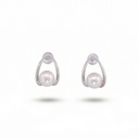 Celeste pendientes pinza perla