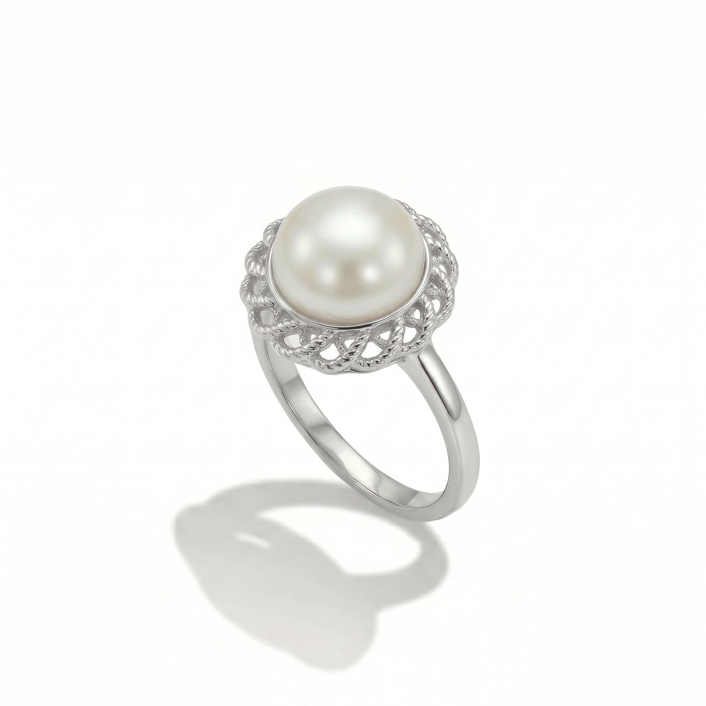 Celeste anillo flor perla