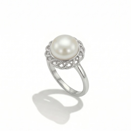 [10483] Celeste anillo flor perla
