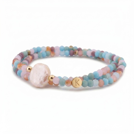 [10589] Glimmer pulsera-collar elástico (51 cm, Multicolor azul turquesa)