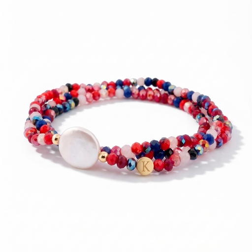 [10593] Glimmer pulsera-collar elástico (51 cm, Multicolor burdeos)