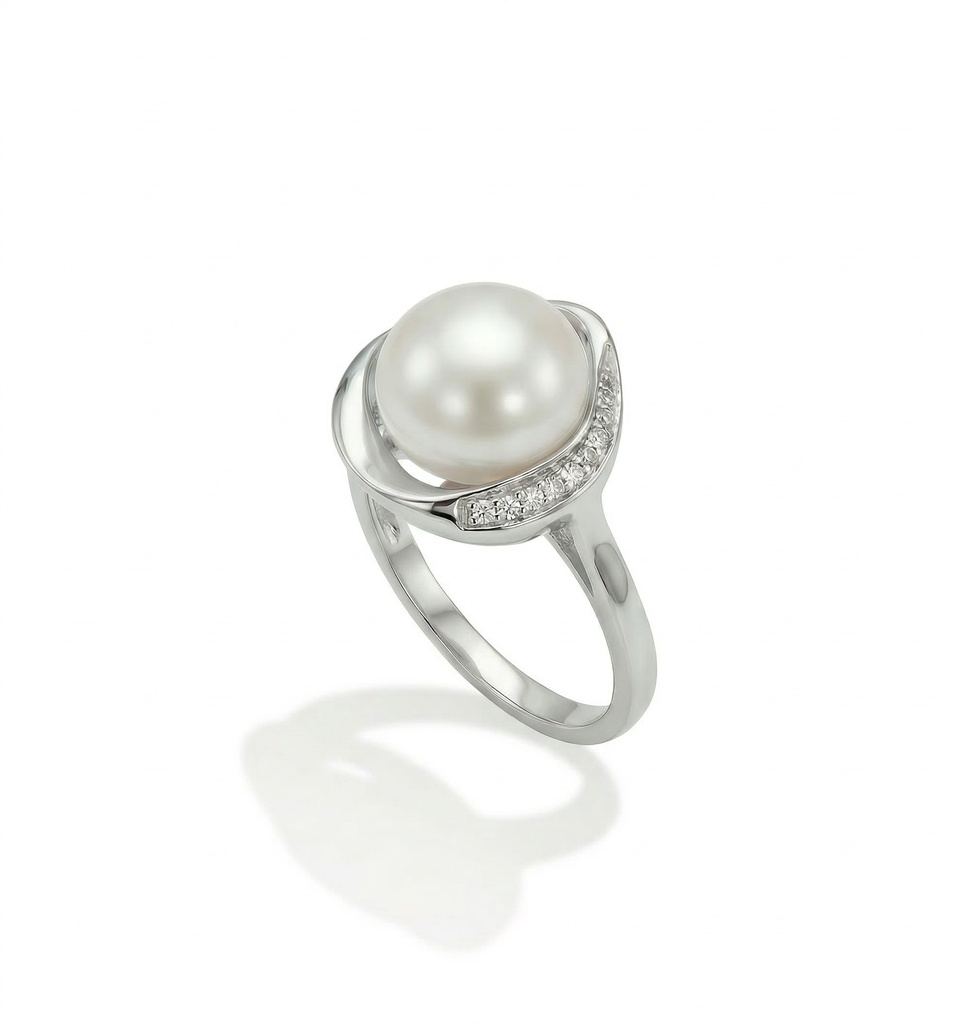 Celeste anillo corona perla