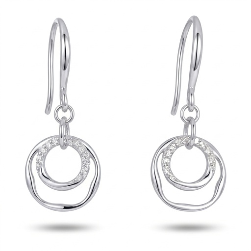[10430] Dream pendientes circulos circonia labrados