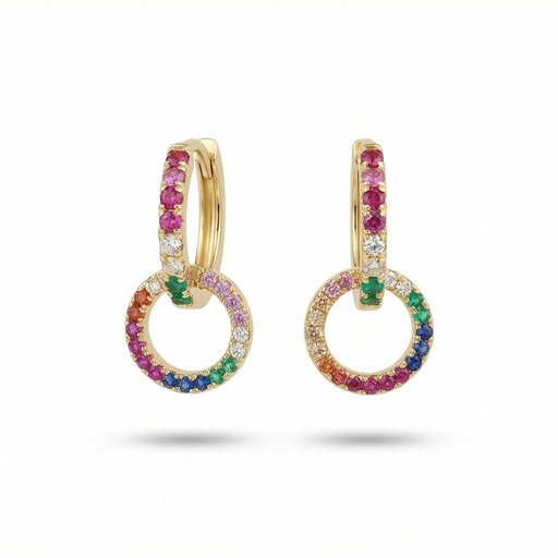 [10662] Shimmer argolla con aro circonia multicolor dorado